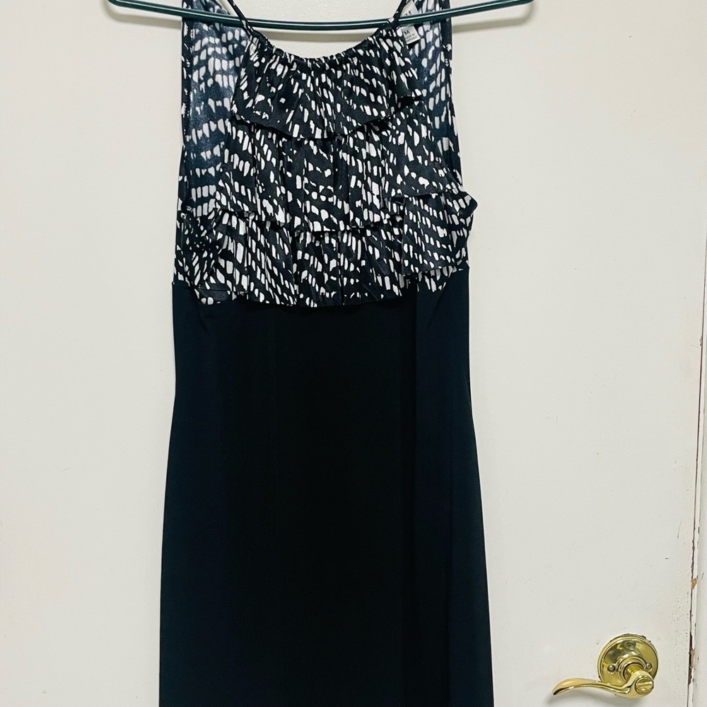 Sweet Storm Black and White Ruffle Tiered Sleeveless Dress Womens Medium